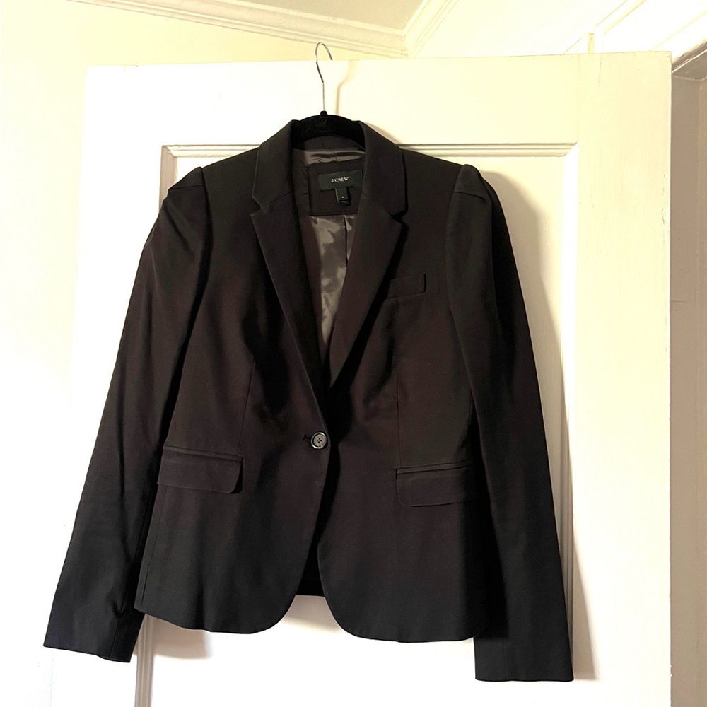 J.Crew black puff sleeve cotton stretch Blazer, size 4